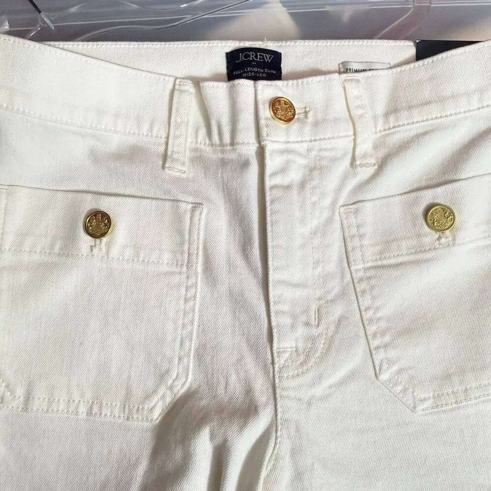 J.CREW Premium Ed Slim Wide Leg Sailor Jean 29P White All Day Stretch B66